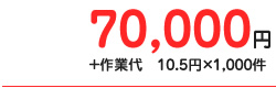 70,000円+作業代　10.5円×1,000件