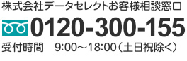株式会社データセレクトお客様窓口　0120-300-155　9時から18時